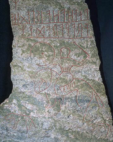 Viking Rune Stone With a Warrior 7th с